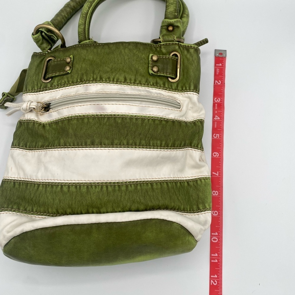John Romaine green and white striped handbag - Picture 5 of 7
